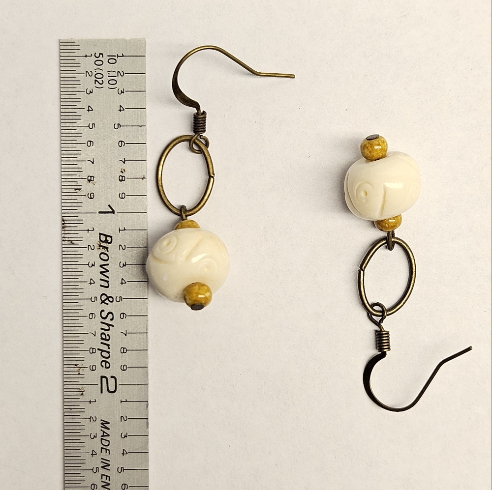 White and Yellow Beaded Earrings FREE - Picture 5 of 5